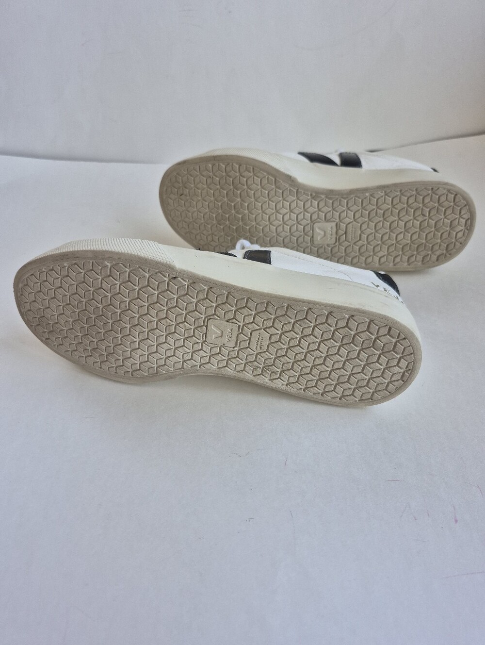 Veja Sneakers Campo White Black Leather Low Top Size 7 - Picture 12 of 15